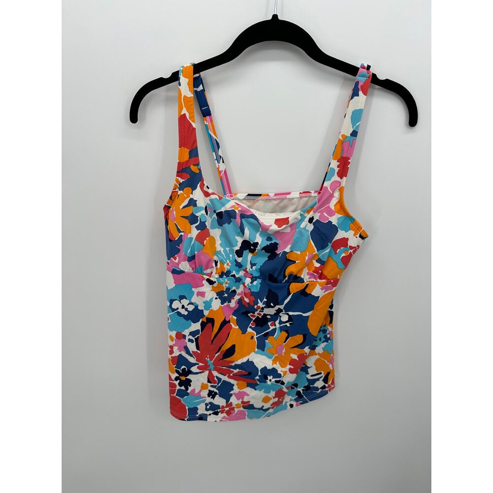 Lands End Womens Floral Tankini Bathing Suit Top Size 8 Multicolor‎ Swim AV19
